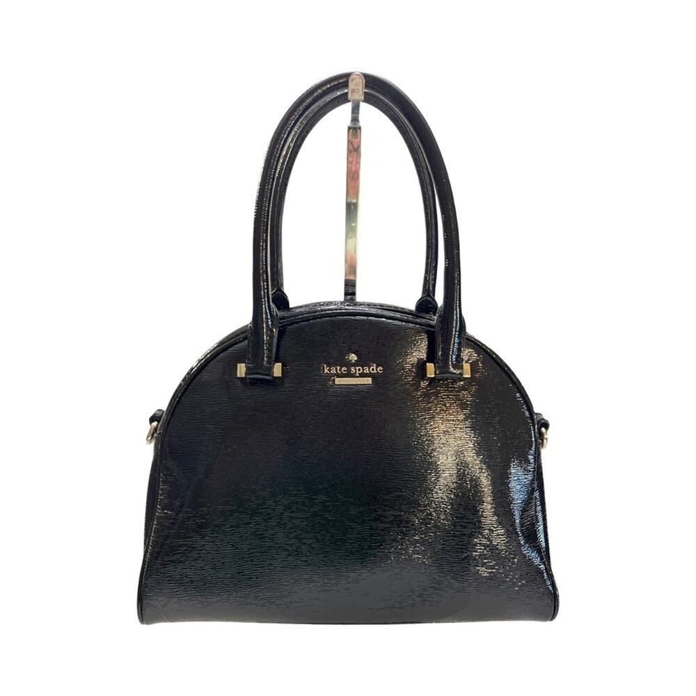Kate Spade Cedar Street Black Patent Dome Satchel Bag Detachable Strap Dust Bag